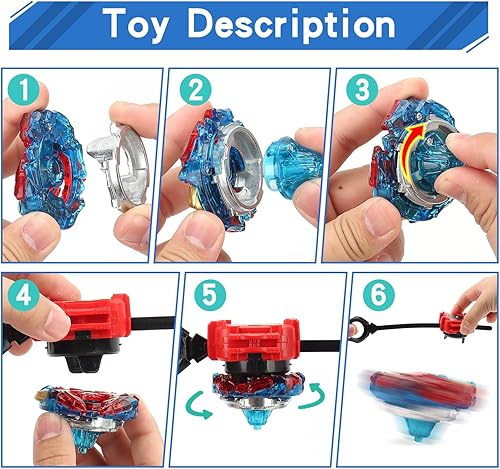Miniatura 6 de BananMelonBM Bey Battling Top Burst Gyro Toy Set para niños, 12 tapas giratorias, 3 lanzadores con caja de aluminio, Turbo Set Metal Fusion Game