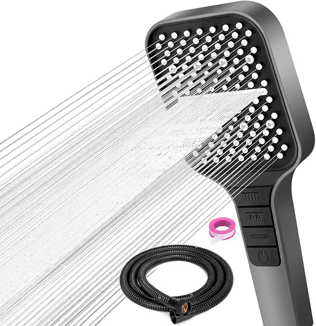 Imagen relacionada con VEHHE Alcachofa de Ducha con Manguera 1,5 m, 7 Modos de Chorro Alcachofa Ducha, Cabezal de Ducha con Sola Mano y Boquilla de Silicona Antiatasco(Gris)