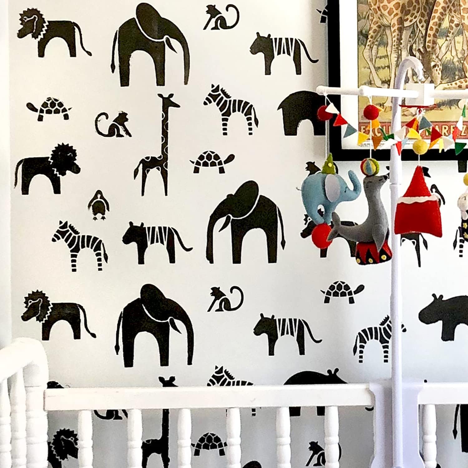 STENCILIT® Safari Wall Stencil for Painting - XL 24x34.5 in, Zootopia Wall Stencil for Painting Large Pattern, Nursery Large Wall Stencils