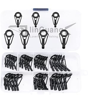 LINGUANG Fishing Rod Replacement Tips Repair Kit 35Pcs and 40Pcs, Fishing Spinning and Baitcasting Rod Stainless Steel Ceramic Ring Tip (35 pcs Rod tip)