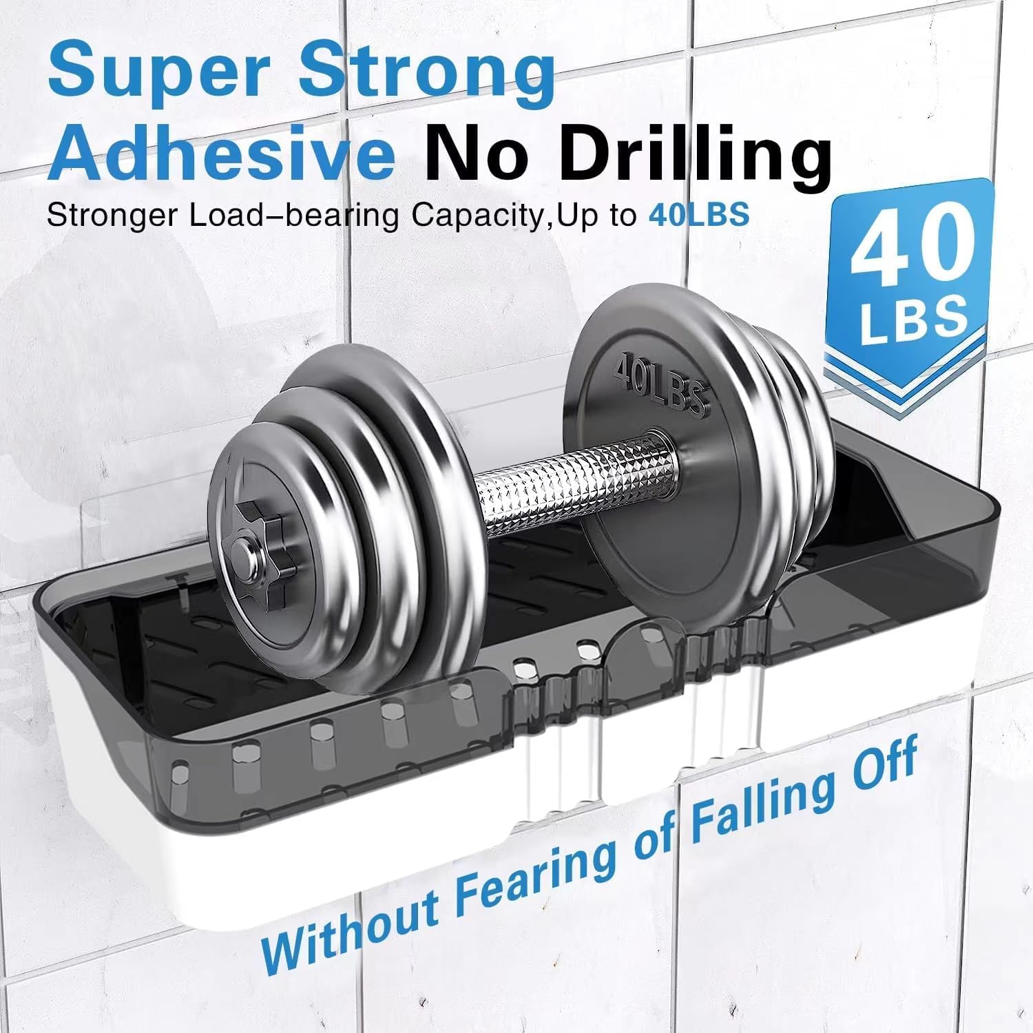 2-Piece Shower Organizer, Detachable, Double-Layer Shower Shelf, No Drilling Required, for Bathroom and Kitchen (Black and White)