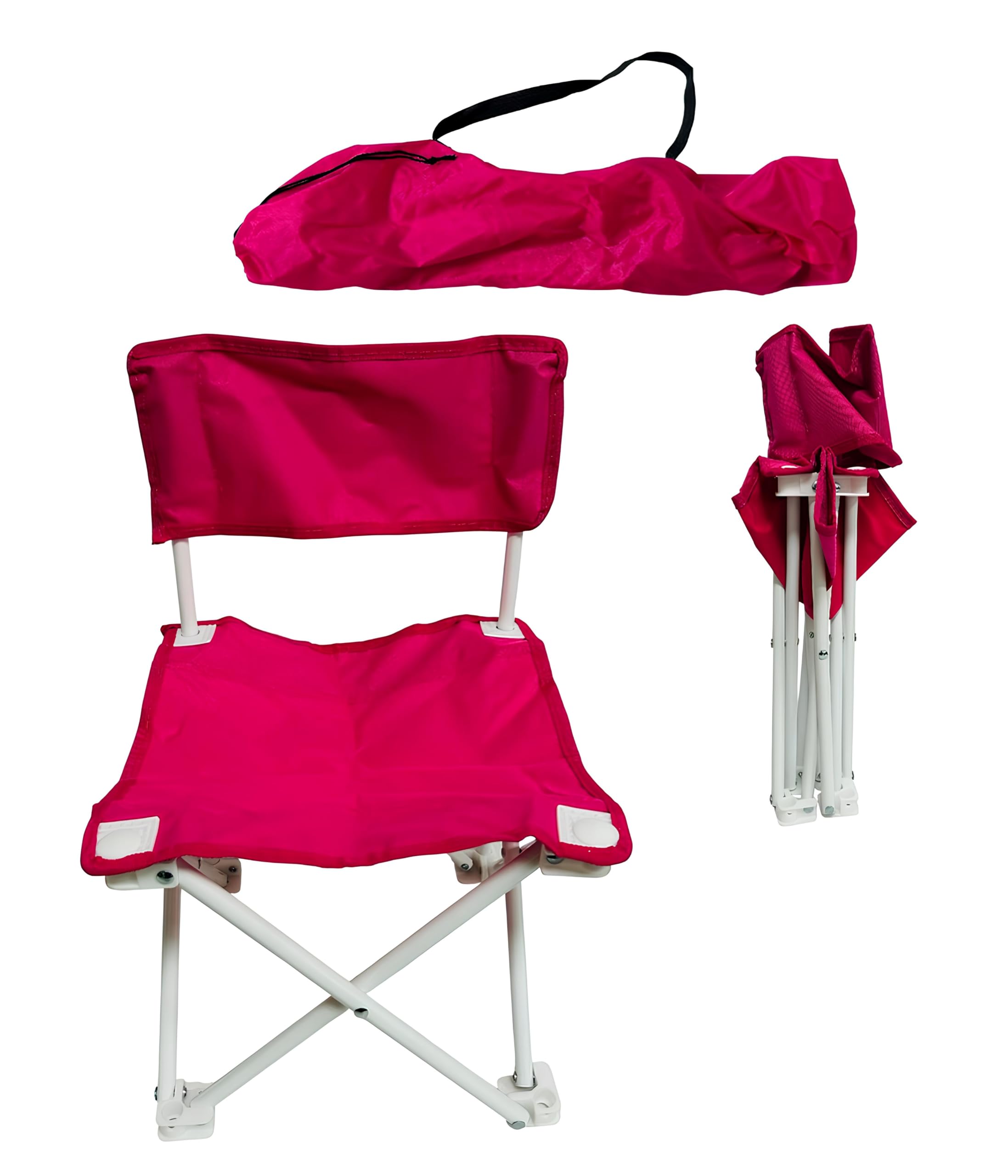 Sedia per Bambini Poltrona Bambini Sediolina Sedia in Metallo Qualità Top Seggiolina Bimbi Pieghevole Trasportabile con Sacca da Trasporto Sediolina Sedia Bambini Poltroncina (ROSA)