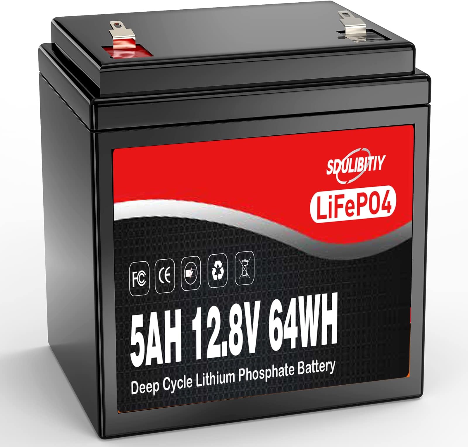 12V 5Ah LiFePO4 Battery 12 Volt Lithium Battery LiFePO4 2000+ Deep Cycle Rechargeable Built-in BMS Battery Perfect for Kids Scooters, Solar, Off-Grid Applications