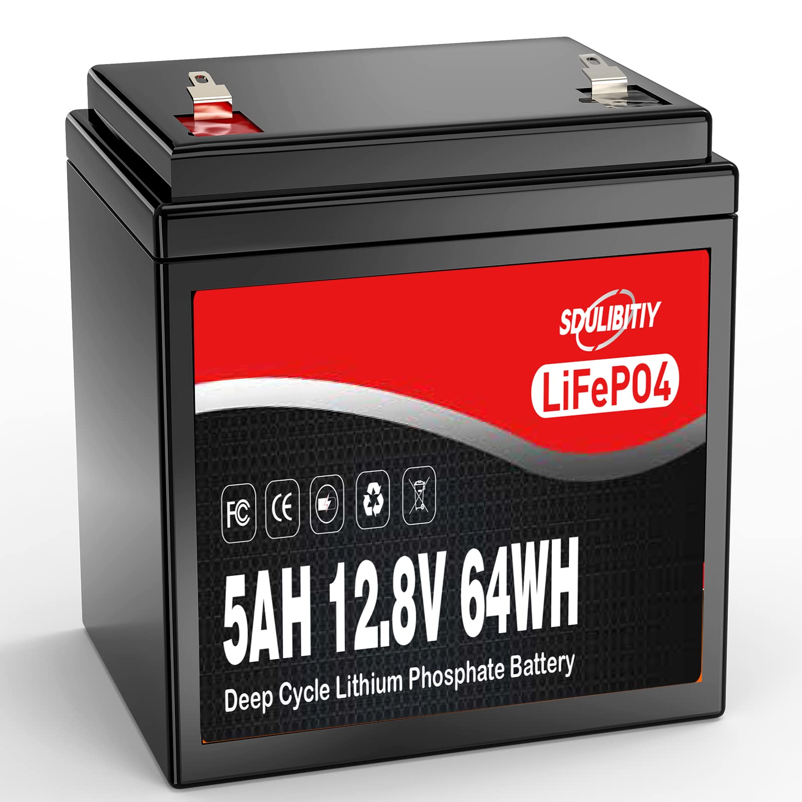 12V 5Ah LiFePO4 Battery 12 Volt Lithium Battery LiFePO4 2000+ Deep Cycle Rechargeable Built-in BMS Battery Perfect for Kids Scooters, Solar, Off-Grid Applications