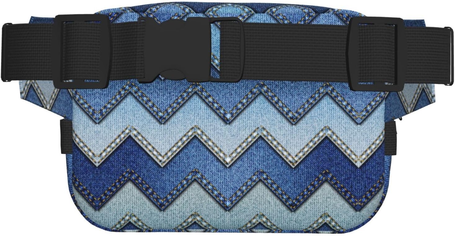 Gradient Blue Denim Fanny Pack Belt Bag For Women And Men, Fashionable Waist Pack For Traveling, Hiking