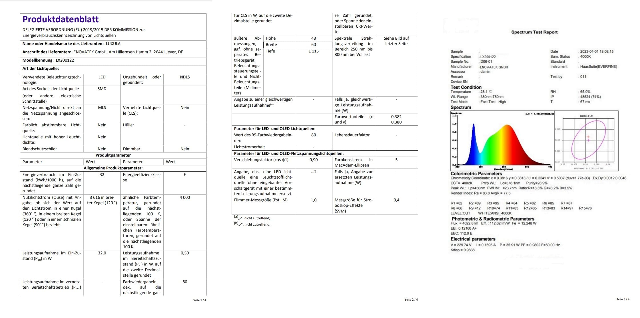 LUXULA 4x LED Feuchtraumleuchte 120 cm, 32W 3680lm, 115lm/W, durchschleifbar, Fast Connector, robuste Wannenleuchte für Garage Keller Werkstatt, gleichmäßige Ausleuchtung, einfache Montage