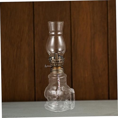 Miniatura 8 de Kisangel Lámpara de cristal elegante del queroseno del vintage de la linterna del aceite para el ambiente casero a prueba de viento