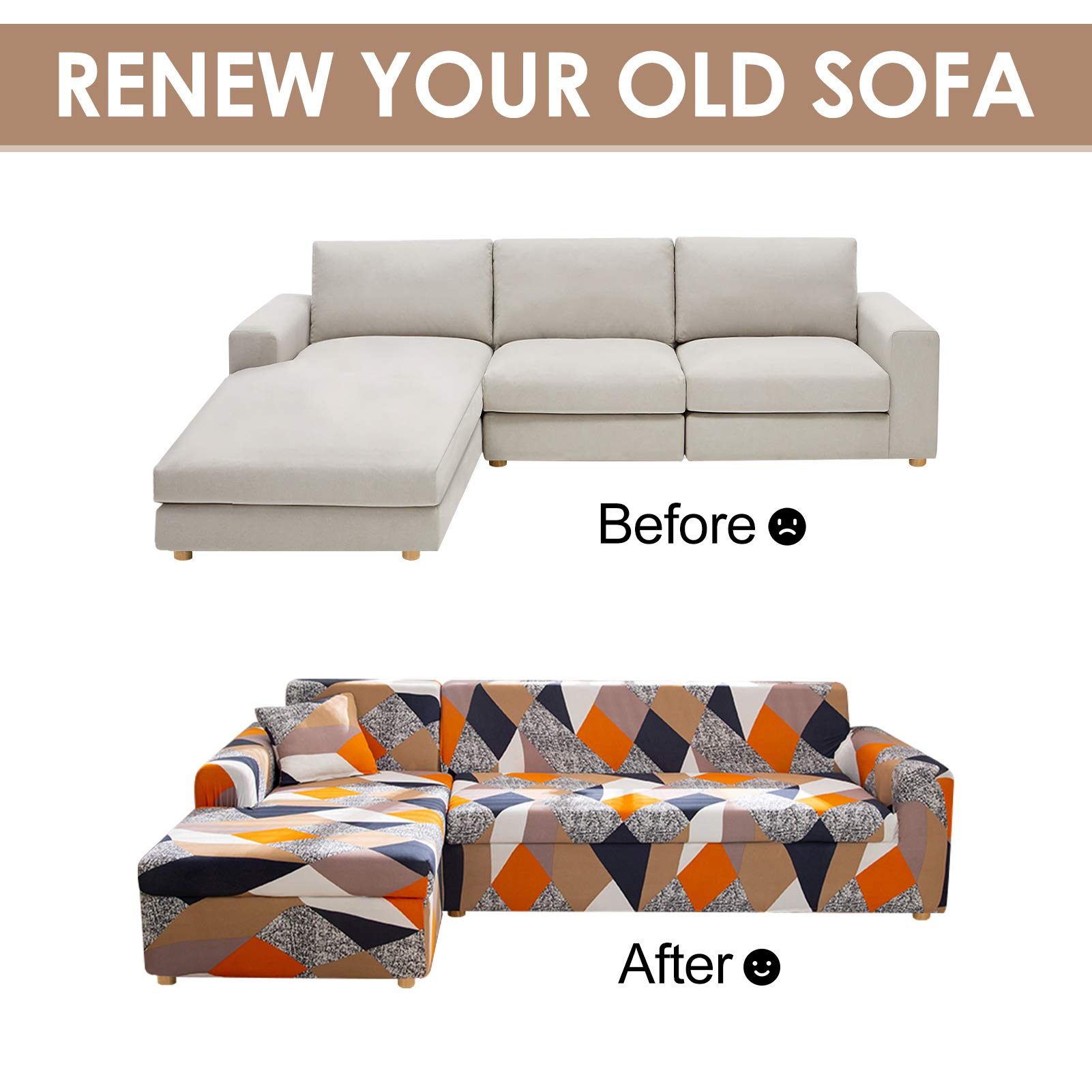 Amazon｜JOYDREAM 2ピース セクショナルソファカバー プリントL字型