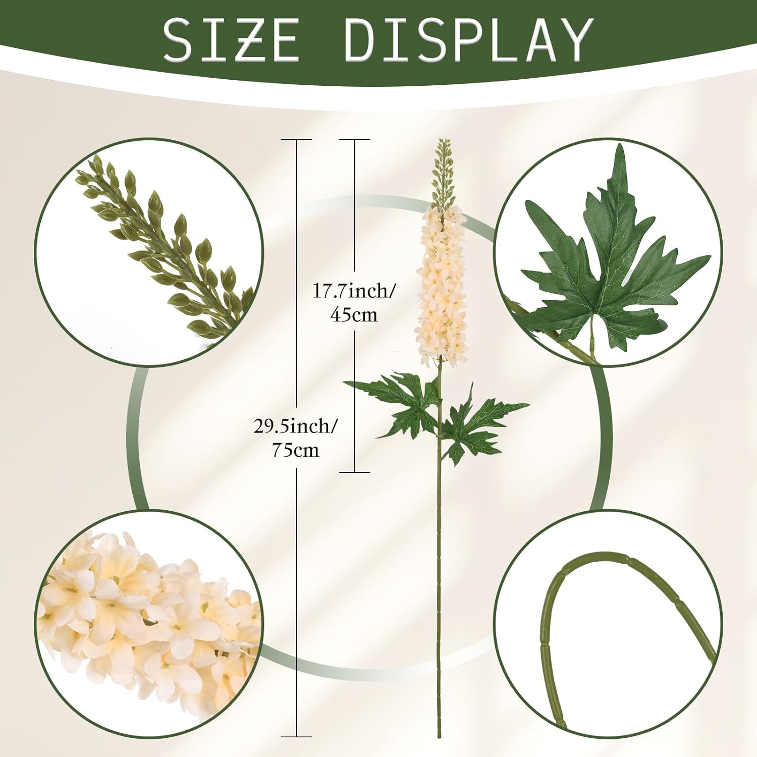 6PCS Champagne Snapdragon Artificial Flowers 29.5" Long Stem Delphinium Silk Faux Flowers Bulk for Tall Vase Wedding Home Garden Decor (Champagne) - Image 3