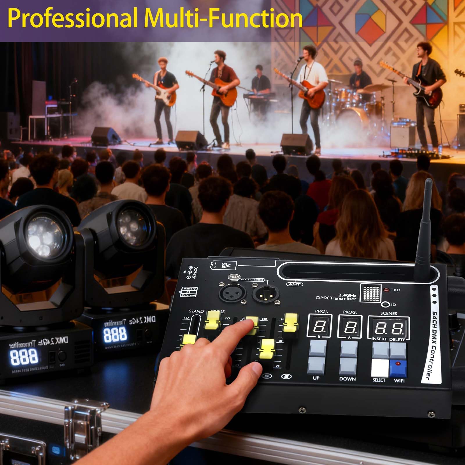 DMX512 - Console luminoso, controller DMX a 54 canali, compatibile con ricevitori radio DMX512