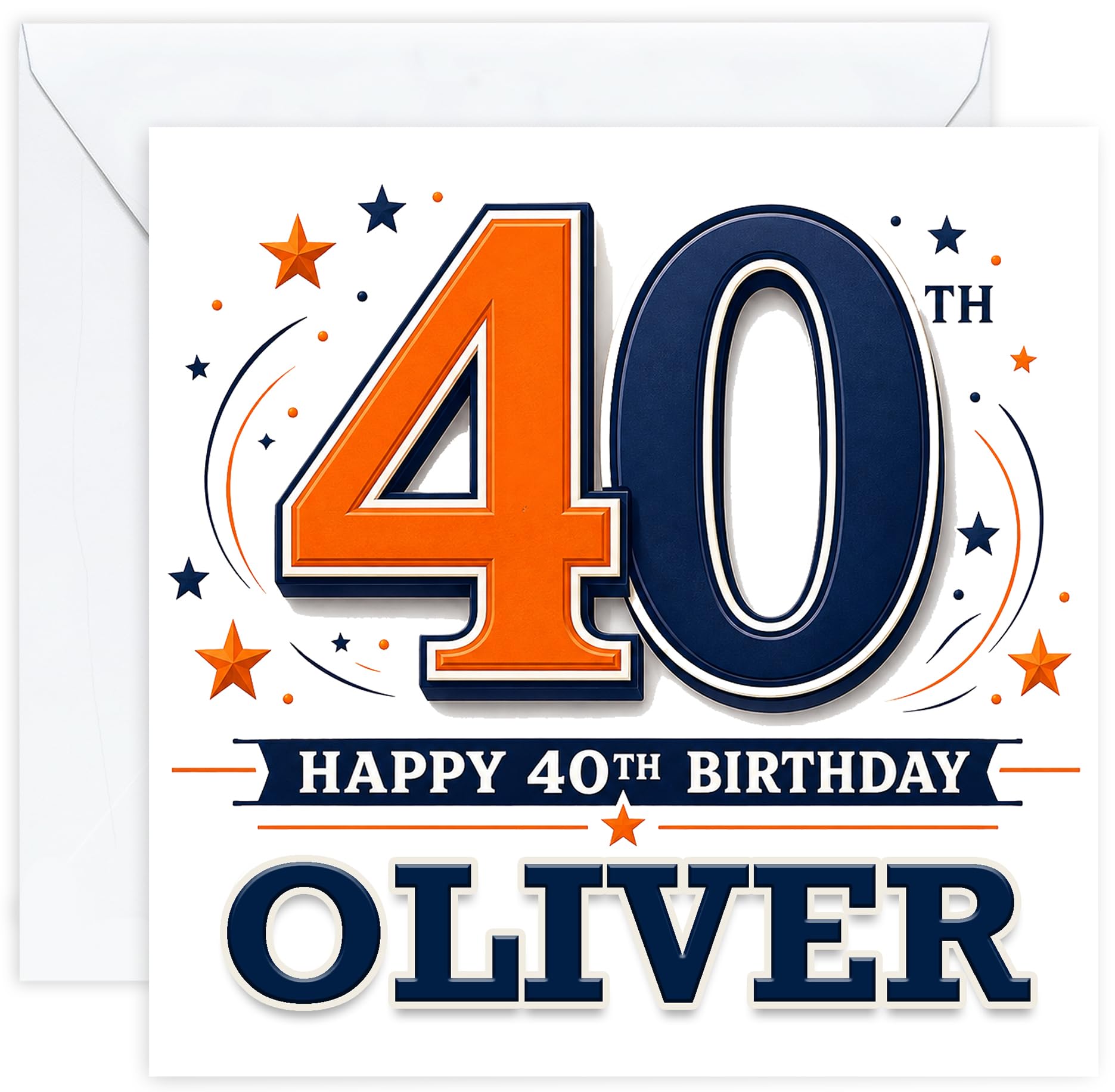Personalised 40th Birthday Card for Men with Name | Fortieth Birthday Card for Him | 40 Year Old Birthday Card | Husband Dad Son Brother Friend (Design 07)