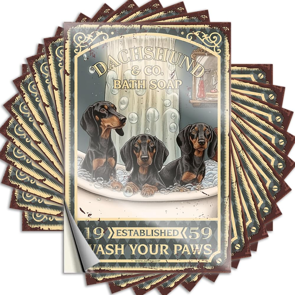 Tattoos Work Desk Decor Cruise Fuzzy Collection Dachshund Bath Soap Wash Your Paws - Scratch Resistant Stickers(12X18CM)