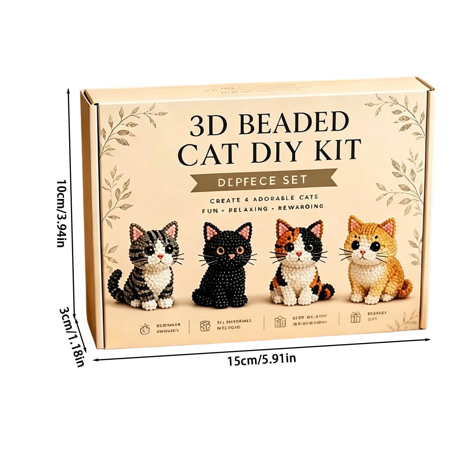Set de Animales con Abalorios, Kit de fabricación Animales con Cuentas, pequeño Kit Bricolaje en 3D, Juego elaboración Gatos Lindos for Principiantes(B)