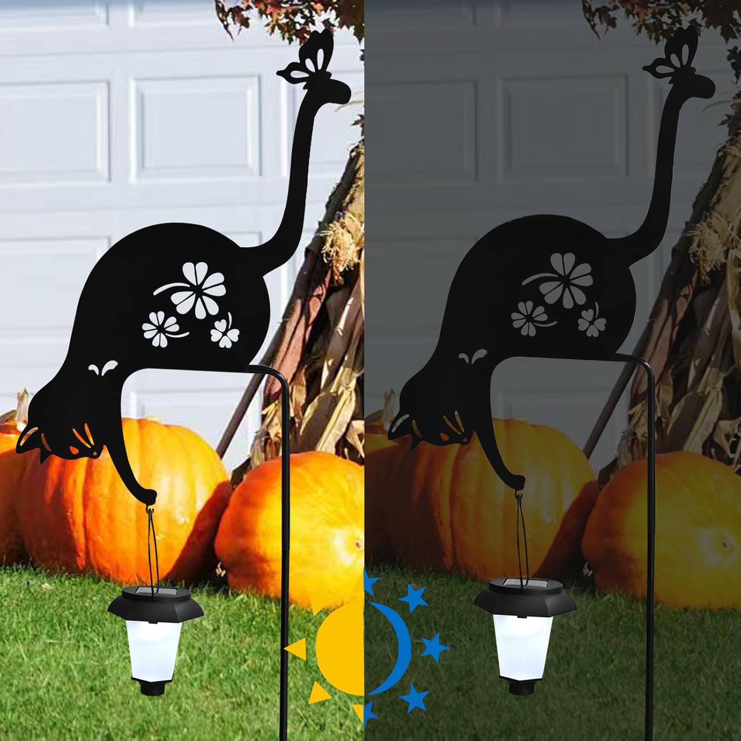 Cat Solar Lights Outdoor Garden Decoration, Solar Cat Garden Statue, Outdoor Metal Decorative Garden Stakes for Lawn Yard Pathway Patio Gardening Gifts - Image 3