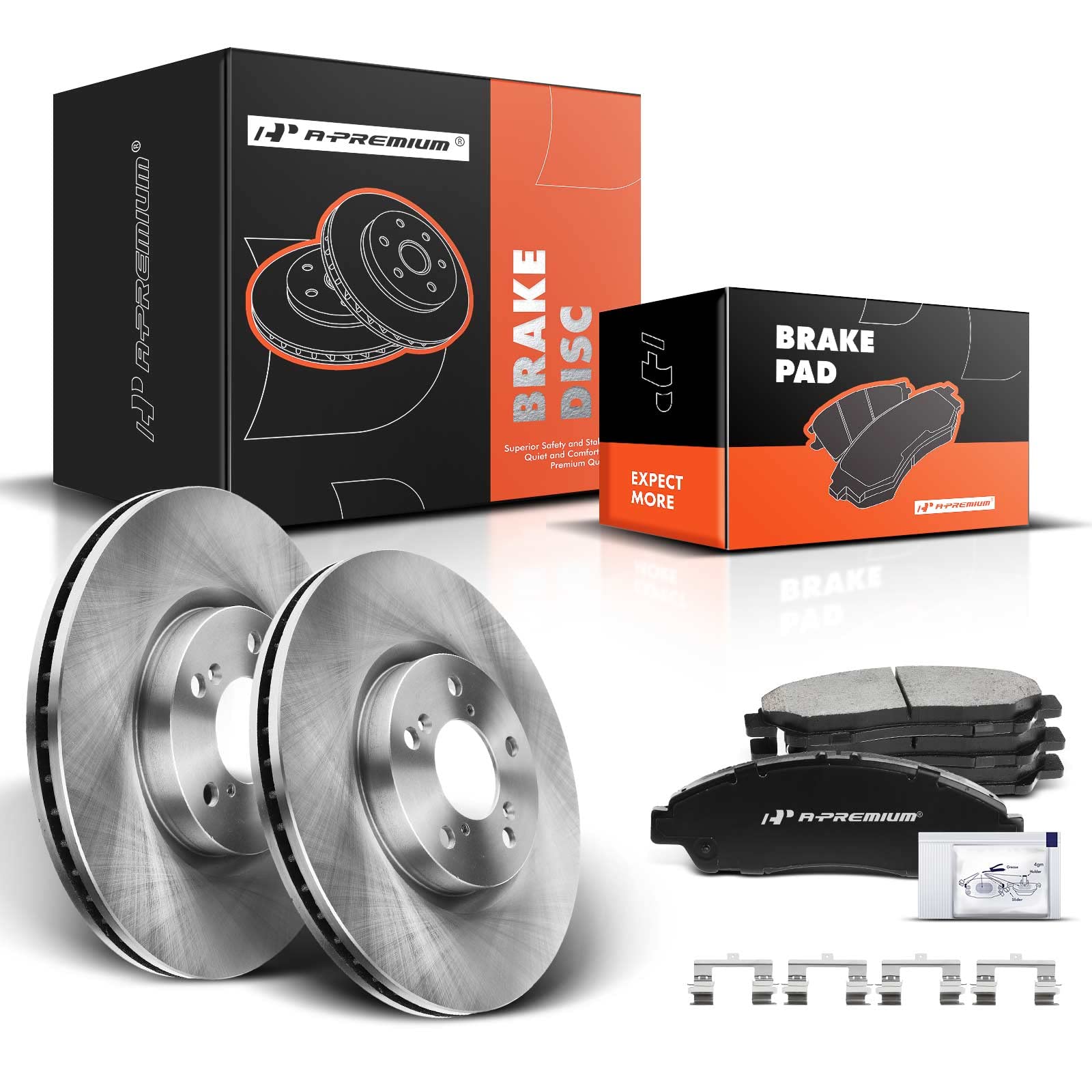A-Premium 12.99 inch (330mm) Front Vented Disc Brake Rotors + Ceramic Pads Kit Compatible with Acura and Honda Models - MDX 2007-2013, RLX 2014-2015/2017-2018, ZDX 2010-2013, Pilot 2009-2015, 6-PC Set