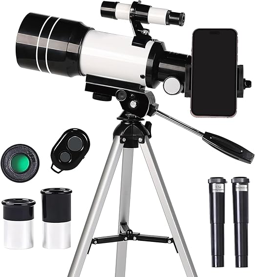 Telescope for Kids Beginners, Telescope for Kids 8-12, High Power 70mm Aperture 300mm Focal Length Astronomical Scope with Wireless Remote