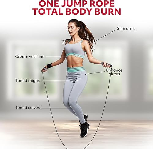 Miniatura 7 de Cuerda de saltar, cuerda de saltar pesada, cable de cuerda de salto de velocidad rápida sin enredos con rodamientos de bolas Rojo