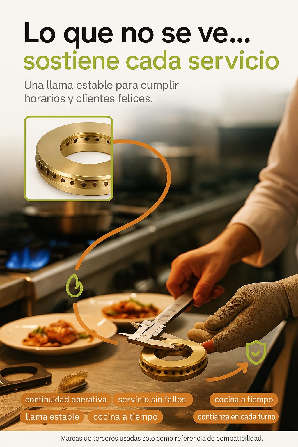 Corona Quemador Latón Alta Precisión Ø95mm Compatibilidad con Repagas C520 C720 C741 C940 QE60 Pieza Repuesto Cocina Profesional Hostelería Llama Estable Duradera