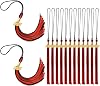 16 Pieces Red and Black Graduation Cap Tassel Grad Tassels Decor with 2025 Year Gold Charms Accessories for High School University Graduation Party Activities