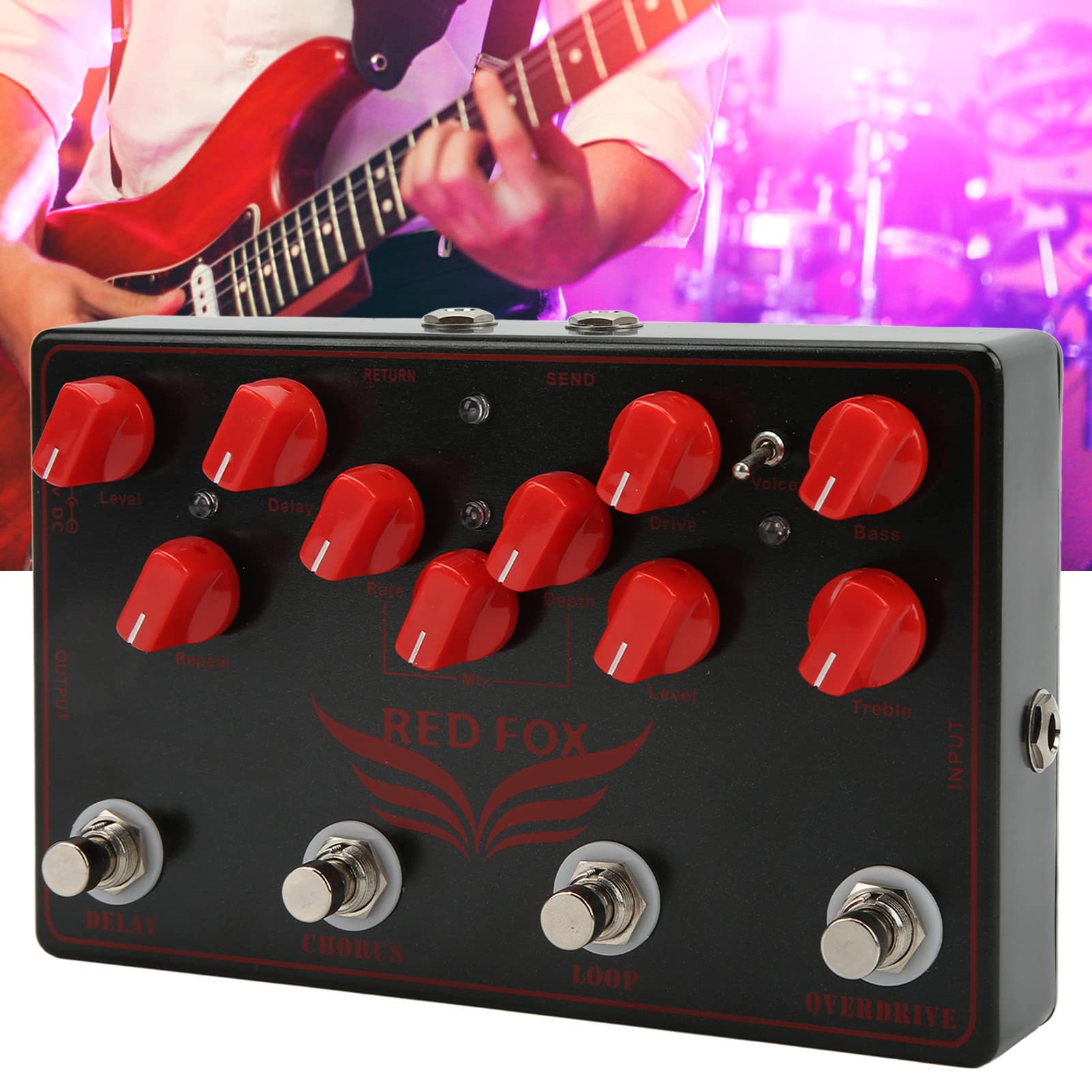 Multiefectos, Sintetizador Pedal de Efectos de Guitarra Synth 4 en 1 Modulación Retro Metal Multifuncional para Guitarras Eléctricas para Guitarrista