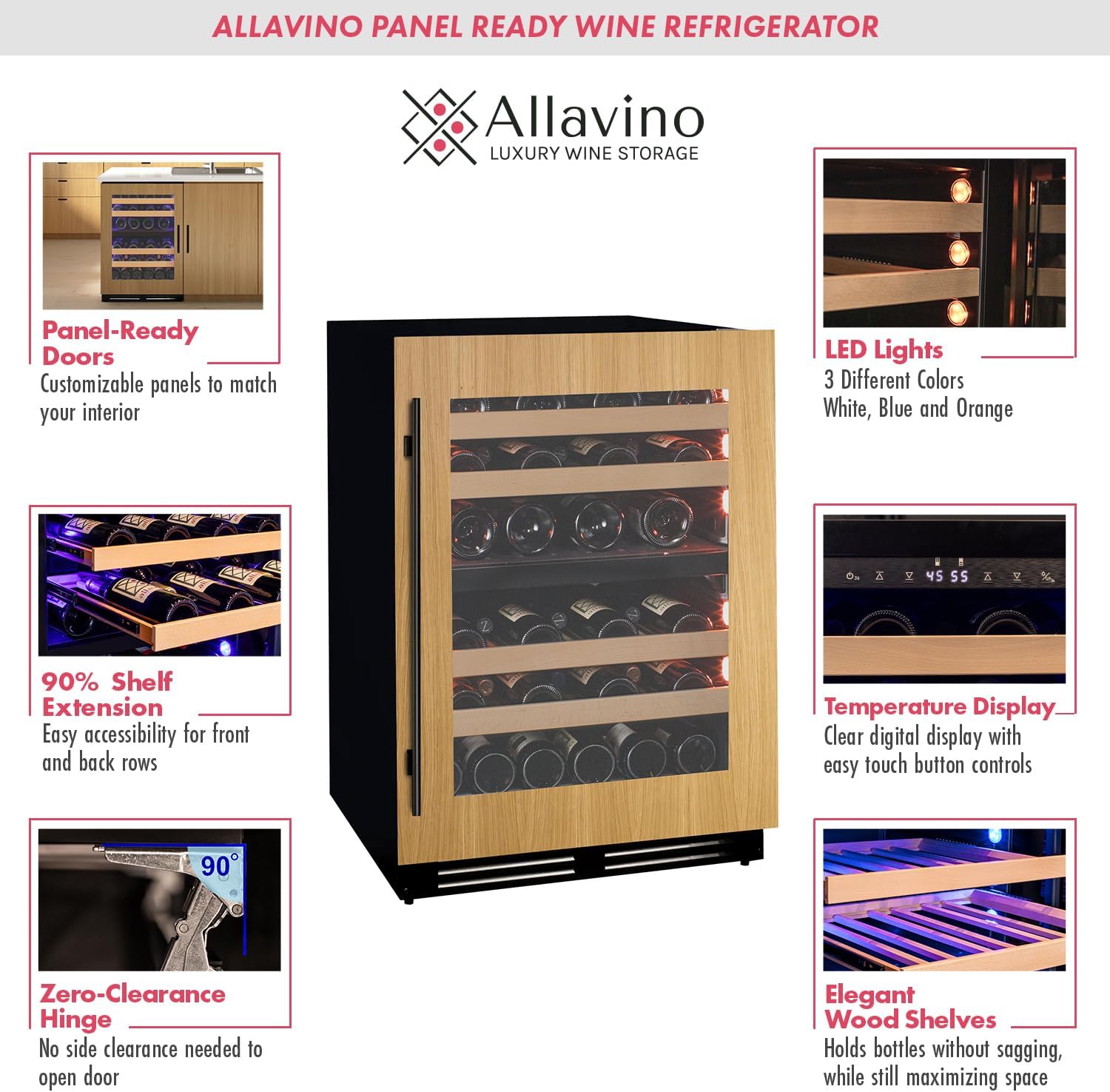 Allavino 24" Wide Dual Zone Panel Ready Wine Refrigerator VCWR-24PRD-2R