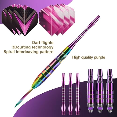 Miniatura 4 de Himmbods Darts Metal Tip Set 3 Aluminum Shaft Metal Dart Set Professional Darts Plastic Tip Sets + Extra 3 Dart Flights 3 Replace Plastic Shafts