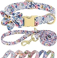 Vista 1 de Beirui Lindo juego de collar y correa para perras hembras, collar floral de perro con flor para perros pequeños, medianos y grandes, cachorro, S