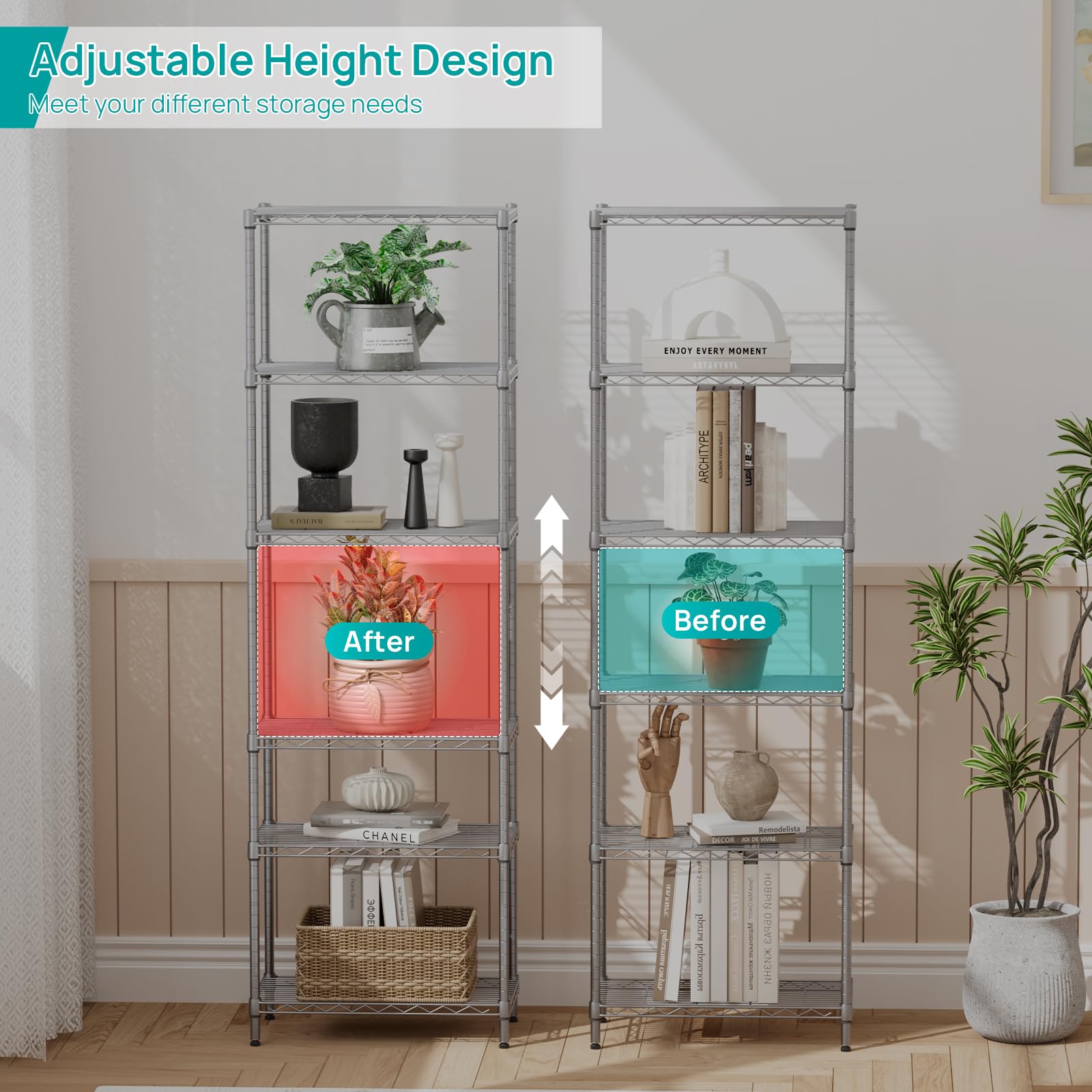 Amazon.com: SINGAYE 6 Shelf Wire Shelving Unit Adjustable Metal