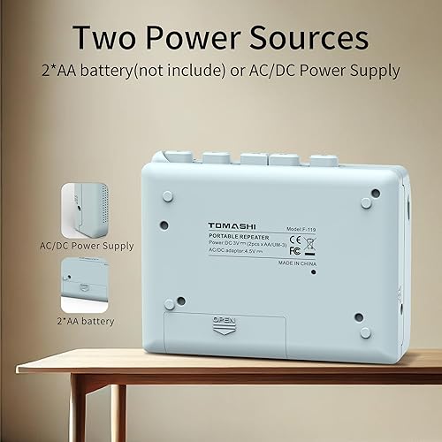 Miniatura 3 de Walkman grabadora de cinta portátil con altavoz integrado, micrófono, conector para auriculares, 4.57 x 3.54 x 1.38 pulgadas (azul)