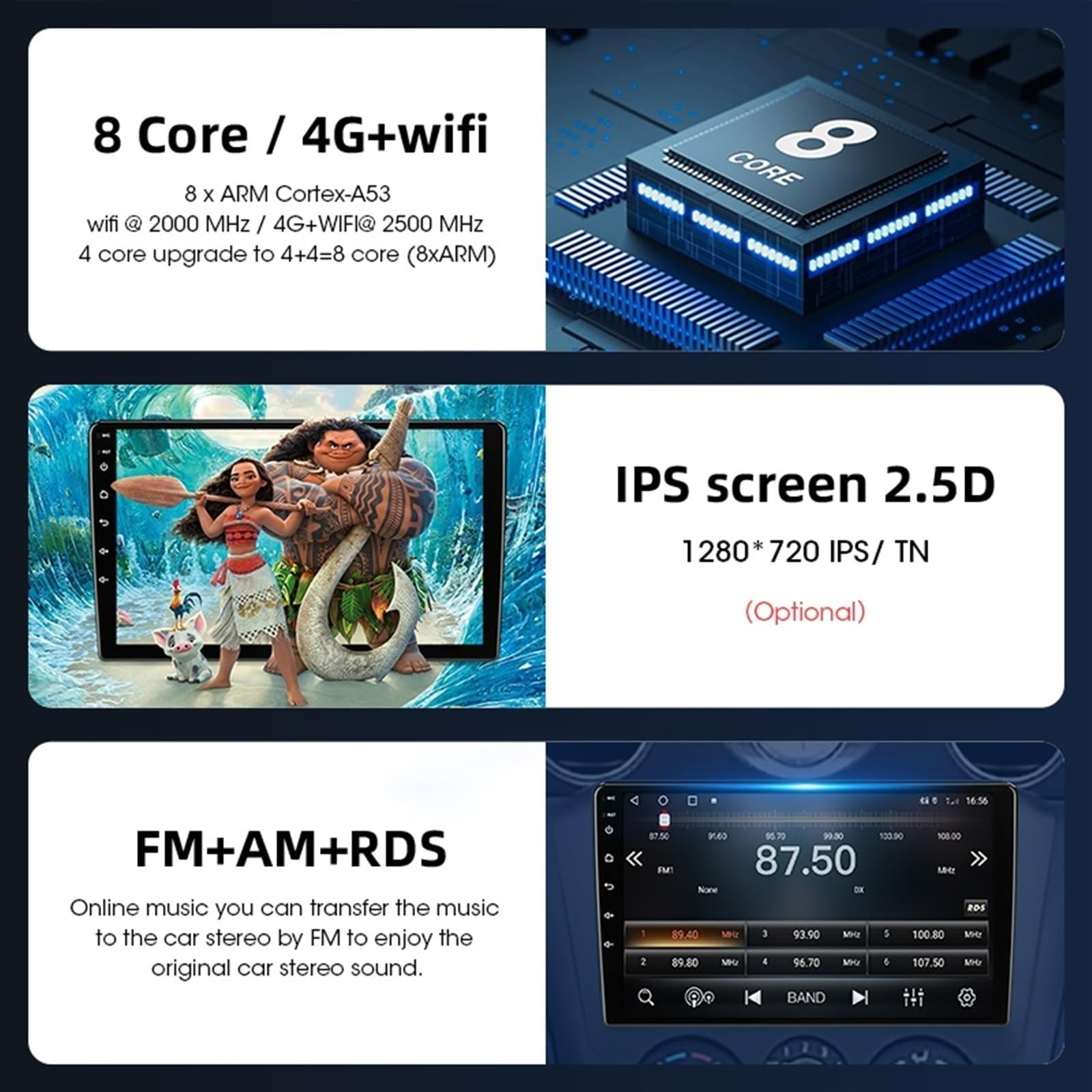 Radio Samochodowe Stereo Multimedialny Odtwarzacz Wideo Nawigacja GPS łAtwa Instalacja(T4Plus-ADAS DVR)
