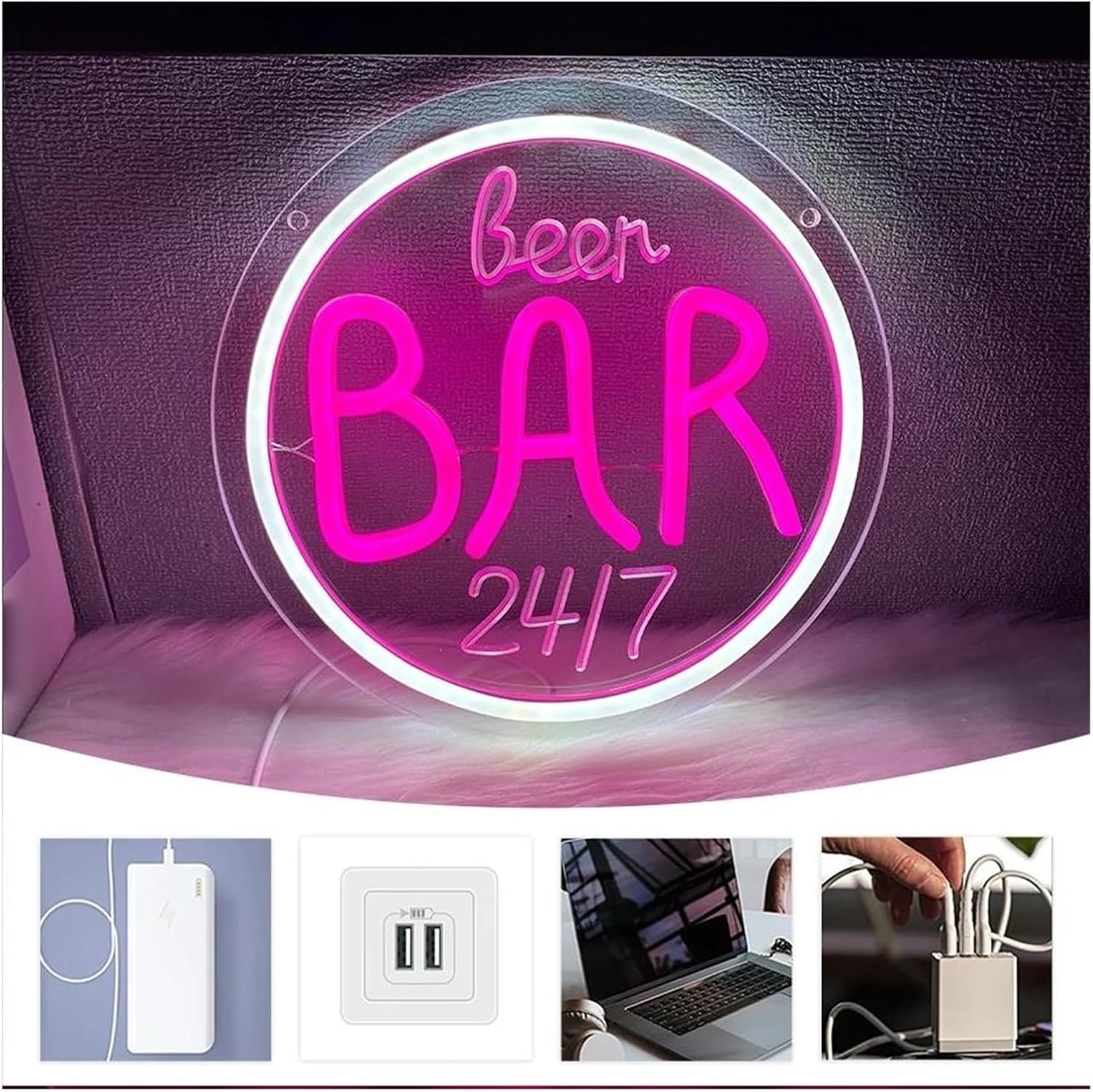 Luci al neon Insegna al neon per birreria, variabile per la decorazione di casa camera da letto feste pub illuminata 24 cm x