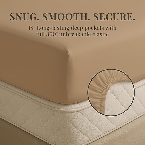 Miniatura 7 de Sacred Thread Juego de sábanas de rayón de 6 piezas hecho de bambú, juego de ropa de cama y fundas de almohada con bolsillos profundos, ropa de cama