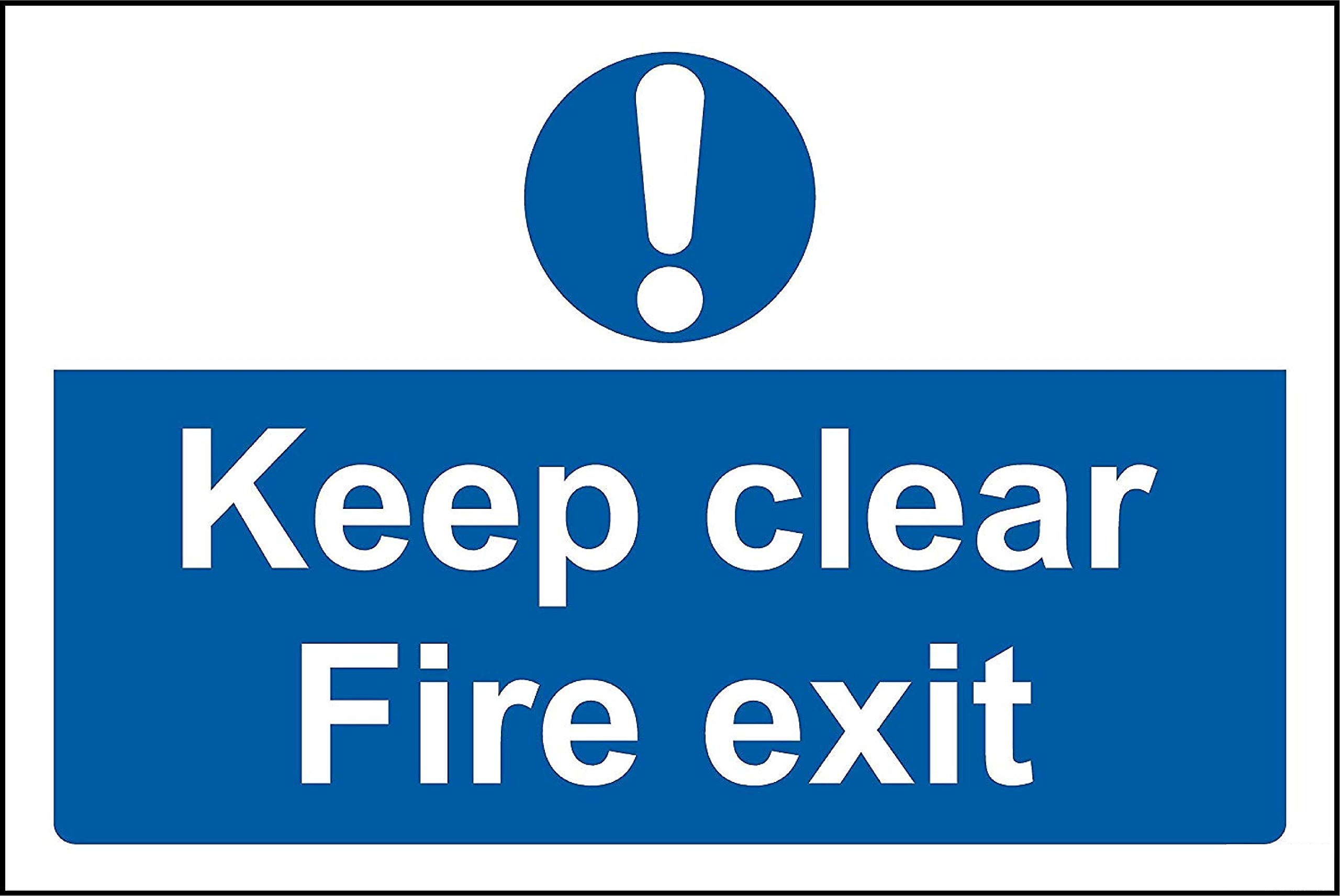 Keep clear fire exit safety sign - 1.2mm Rigid plastic 400mm x 300mm
