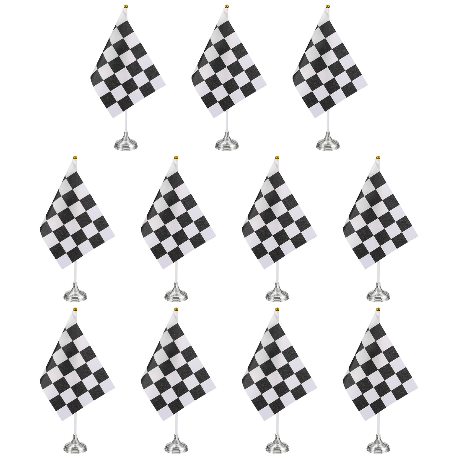 PATIKIL 12Pack Drapeau De Table À Damier Noir Et Blanc 12"