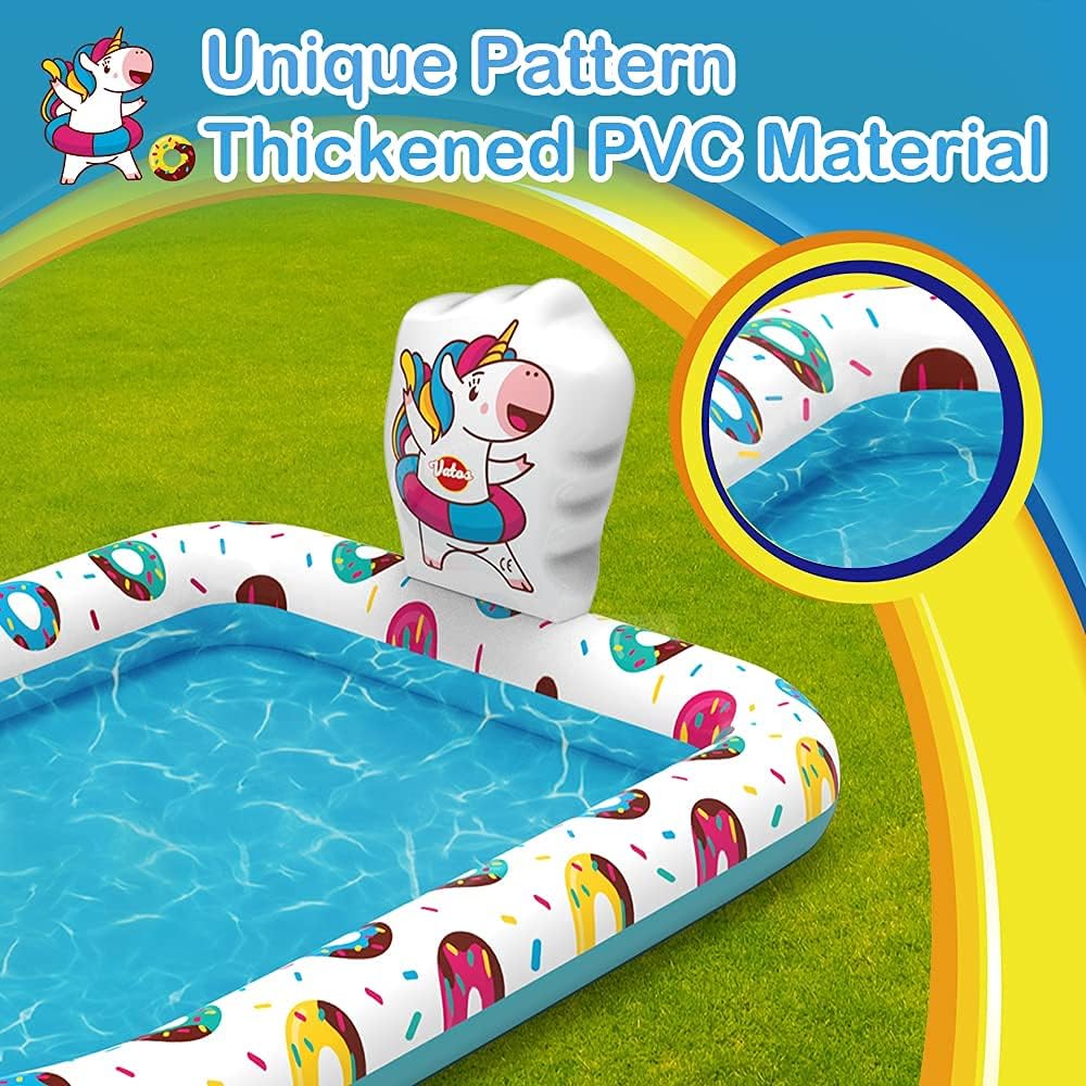 VATOS Inflatable Sprinkler Pool for Kids - 3 in 1 Unicorn Splash Pad for Kids | 67" x 45" Baby Toddler Wading Pool Summer Kiddie Pool | Outdoor Water Toys Play Mat for Boys Girls 2 3 4 5 + Years Old : Toys & Games