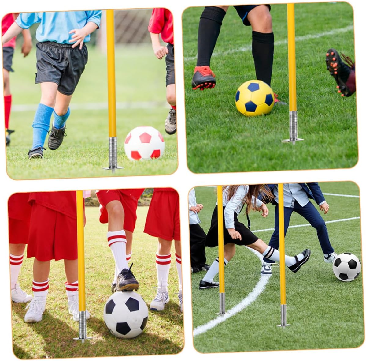 4pcs Football Flagpole Spring-Mounted Spike Training Ground Nail Soccer Corner Flag Base Agility Equipment for Outdoor Football Field Marking