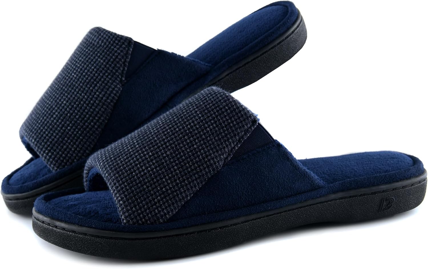 LORDFON Mens Open Toe Slippers Slip on Men Slides Cozy Memory Foam Breathable Indoor House Shoes