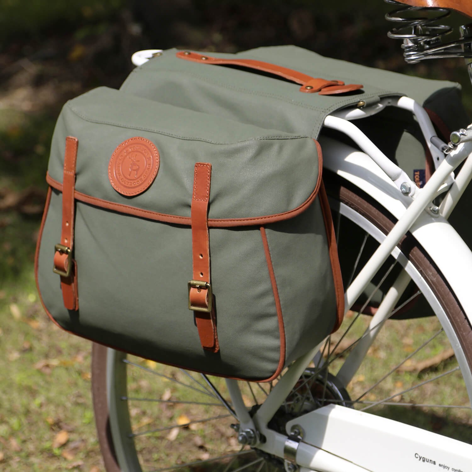 TOURBON Sacoche de vélo en nylon double grande pour siège arrière de bicyclette avec bandoulière - Sac de transport pour le vélo