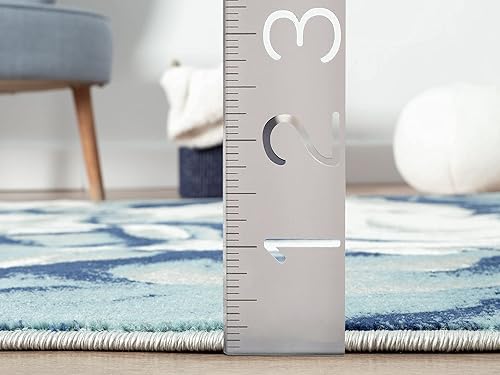 Miniatura 7 de Abani Rugs - Alfombra líquida abstracta azul y beige estilo contemporáneo colección ARTO comodidad y construcción superiores resistente a las