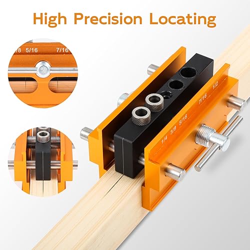 Miniatura 3 de Samrira Plantilla de clavija autocentrante  Kit de plantilla de clavija para guía de taladro de carpintería para agujeros rectos, herramientas de