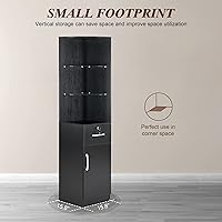 Vista 6 de BarberPub Armario de almacenamiento de salón de esquina con puerta y estantes de vidrio, equipo de peluquería de belleza para almacenamiento 3200