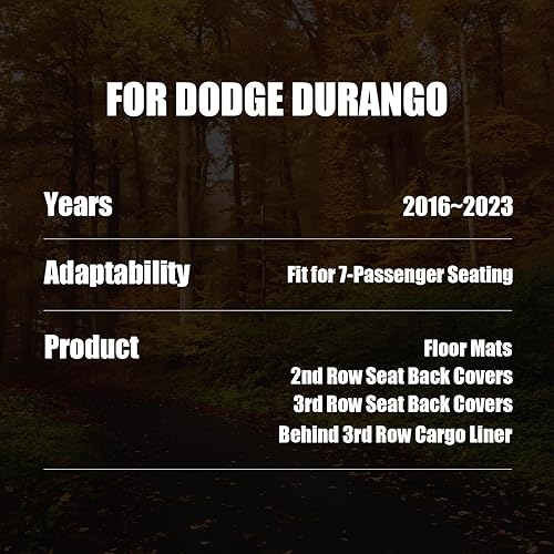 Miniatura 6 de CARESA Alfombrillas de suelo de 2 y 3 fila, fundas para respaldo de asiento para Dodge Durango 2016-2024, juego completo de TPE para todo tipo de