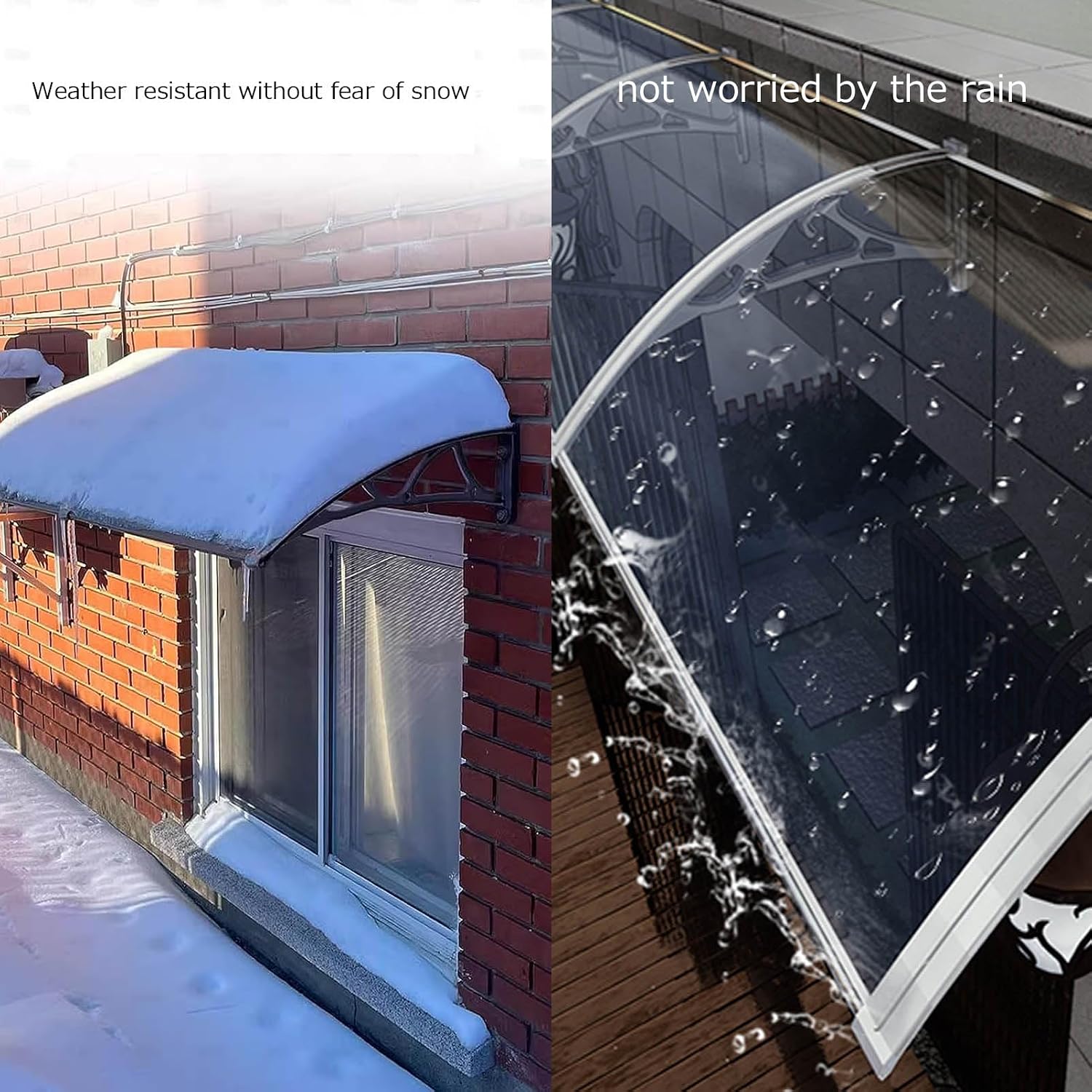 Outdoor Waterproof Door Canopy Polycarbonate Soundproofing Roof Window Awning Rain Snow Protector Cover (100X140cm/39inX55in)