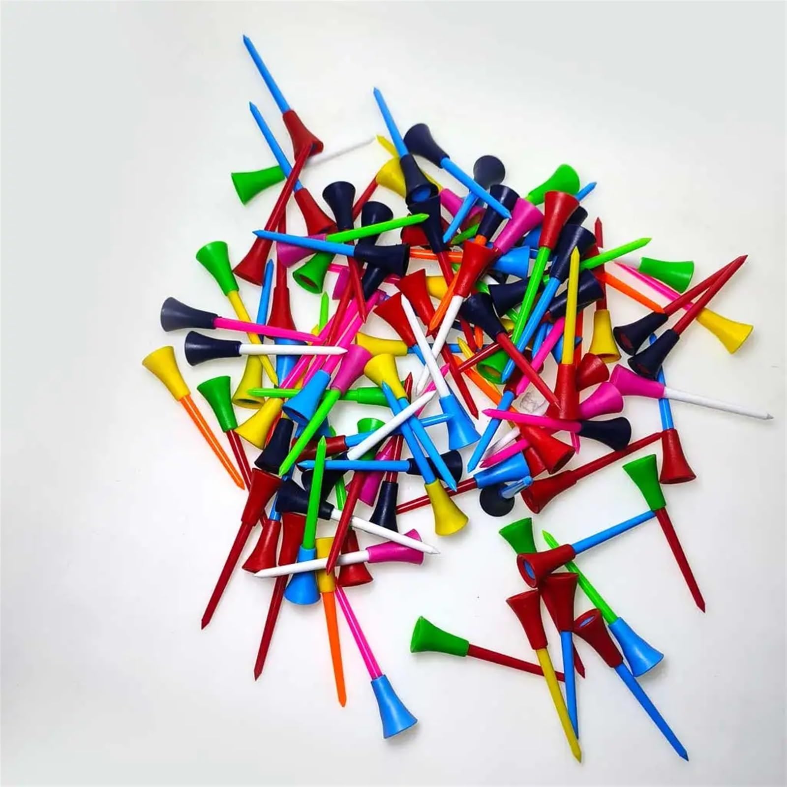 Golf Tee 100 stück 83,0mm Golf Tees Gummi Kissen Top Kunststoff Ball Halter Golf Zubehör Zufällige Farbe FüR Einen Idealen Abschlag