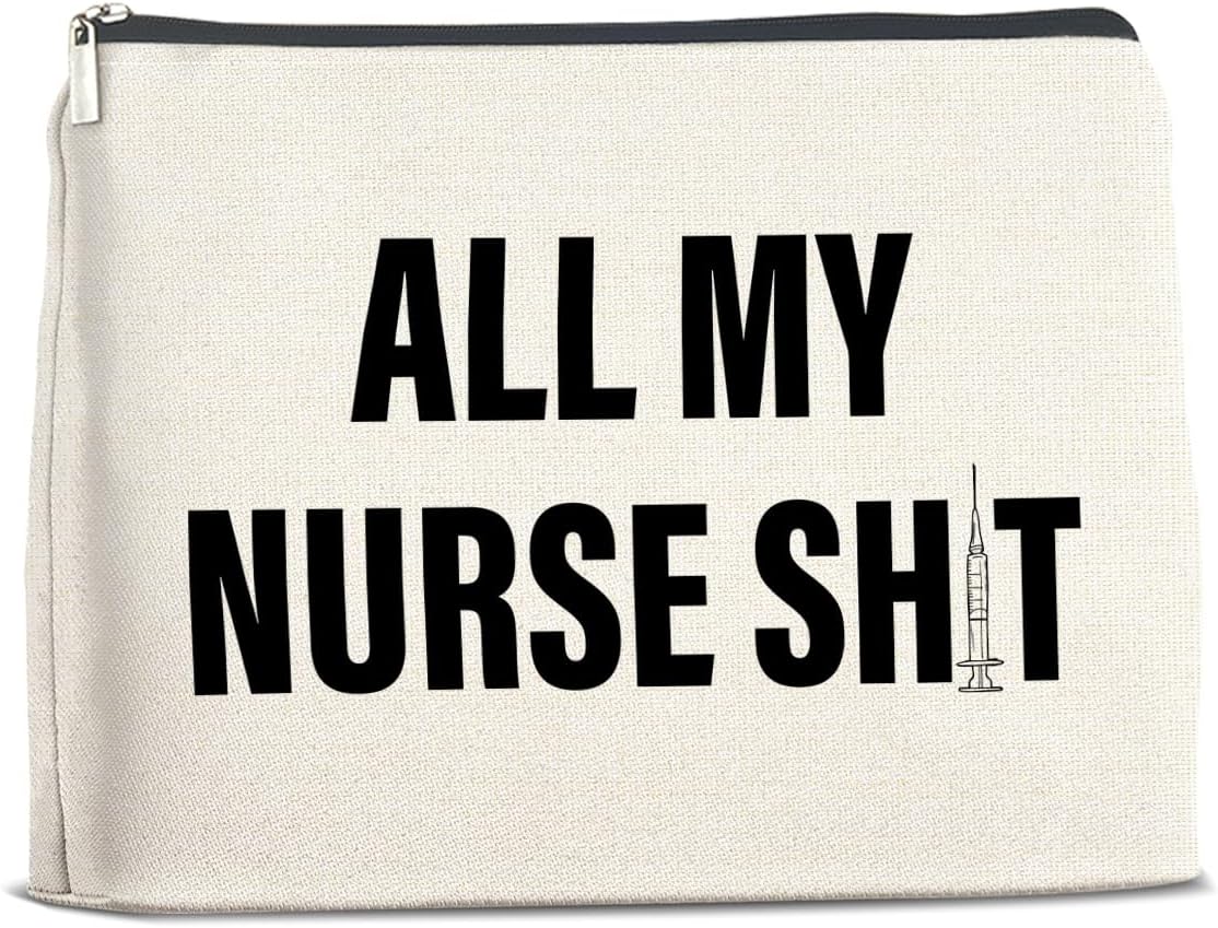 Funny Nurse Makeup Bag Gifts for Women, RN Nurse Practitioner Nursing Assistant Gifts Cosmetic Bag Zipper Pouch