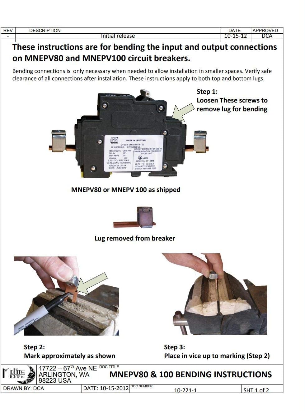 MidNite Solar MNEPV80 DIN Circuit Breaker 80A 150VDC