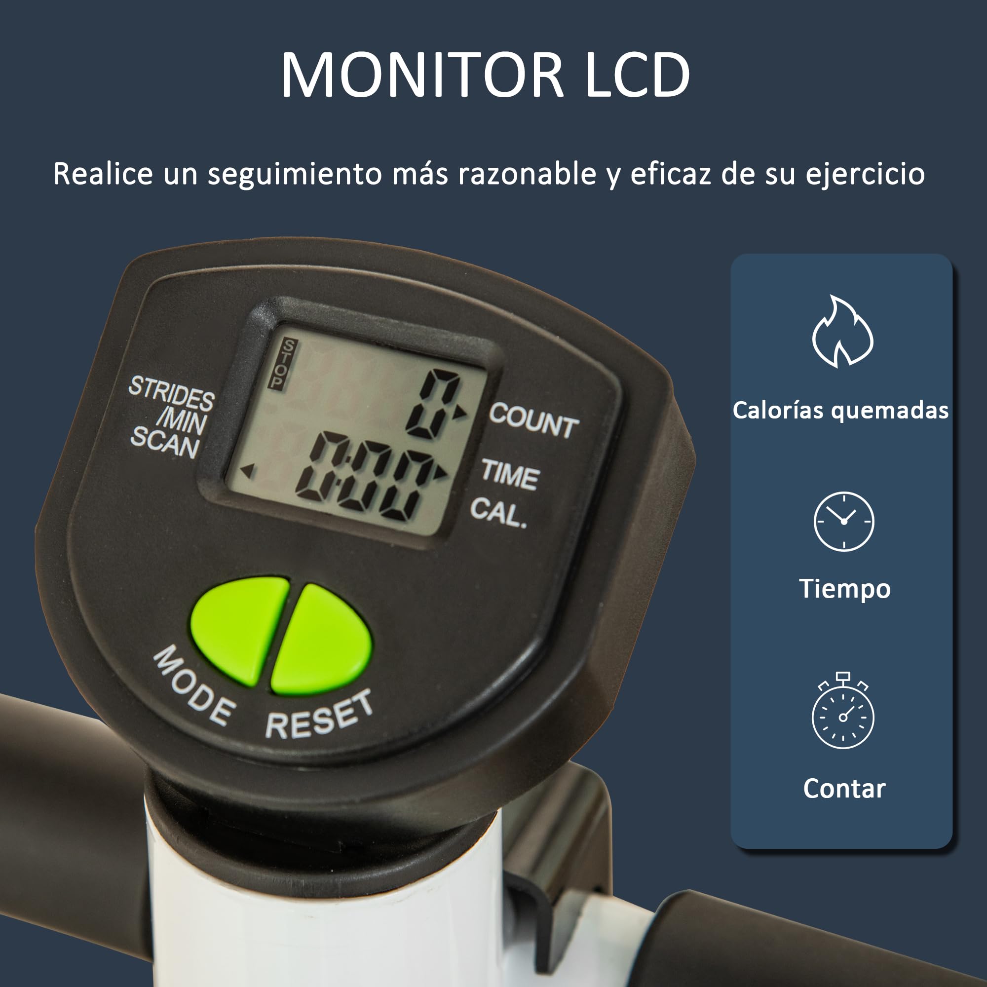 HOMCOM Máquina de Step Stepper Fitness en Casa para Escaleras con Pantalla LCD Manillar y Pedales Antideslizantes Equipo de Ejercicio para Gimnasio Oficina 55x44x108 cm
