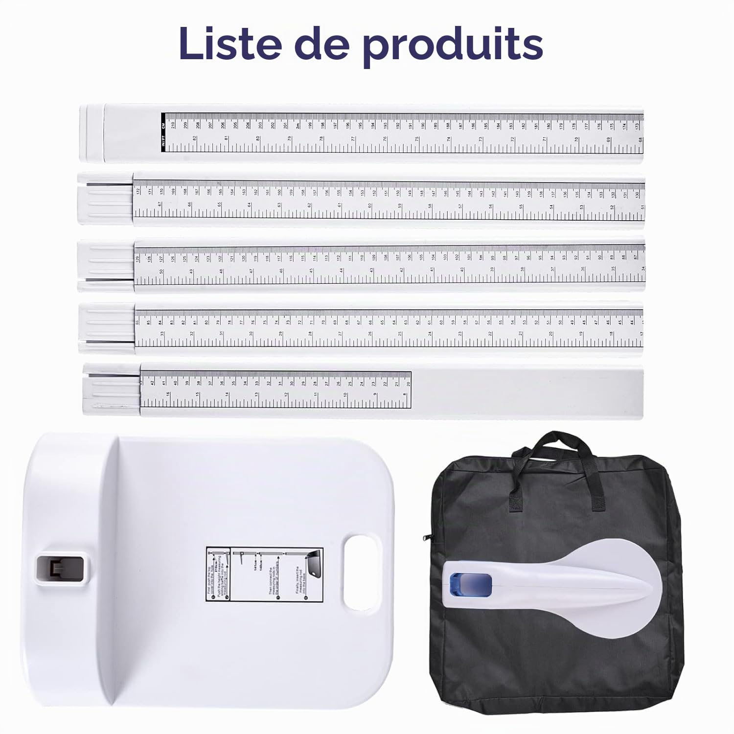 Stadiomètre Portable Toise de Mesure Taille avec Sac de Transport Jauge de hauteur 20-210cm