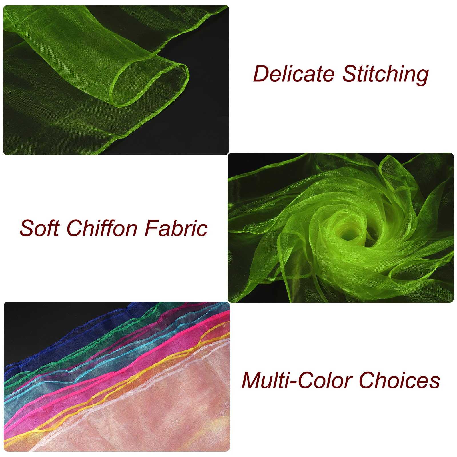 PATIKIL Sciarpe da danza, 48 pezzi, quadrate, da giocoleria, 61 x 50 cm, per movimento musicale, accessori per giocare a giocoleria magica, verde fluorescente
