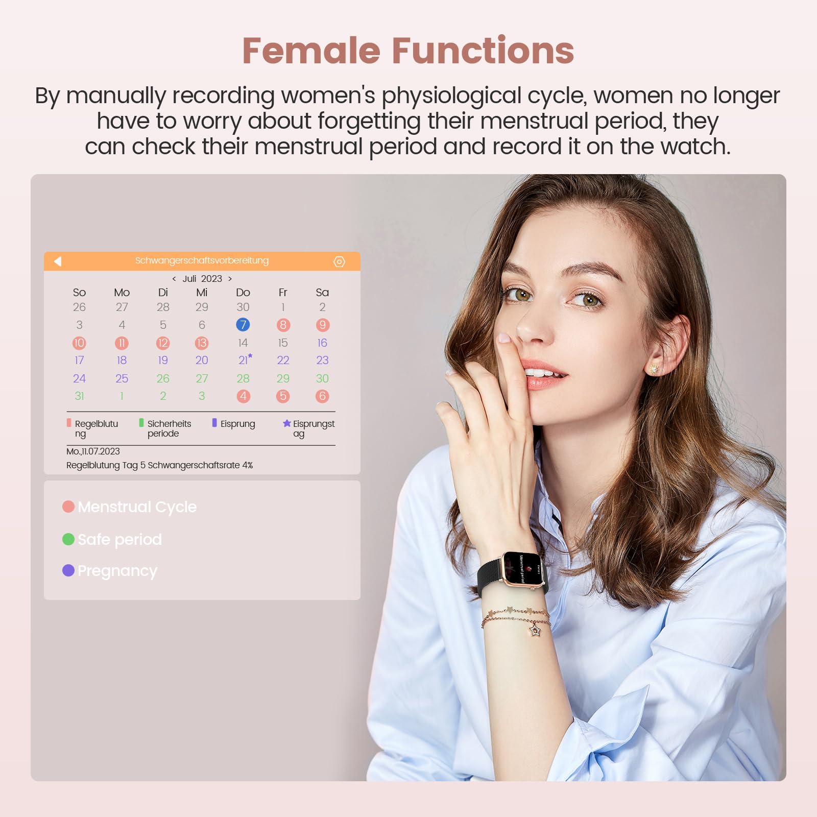 elfofle Smartwatch Donna Uomo con Chiamate, 1,83" Orologio HD Touchscreen, impermeabile IP67 /SpO2 Fitness Tracker/Ciclo Mestruale Frequenza Cardiaca Sleep Monitor per iOS Android (oro nero)